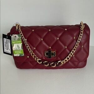 Badgley Mischka Burgundy Quilted Chain Bag